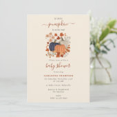 パンプキ素朴ン野草秋秋の赤ちゃんシャワー 招待状 (スタンド正面)