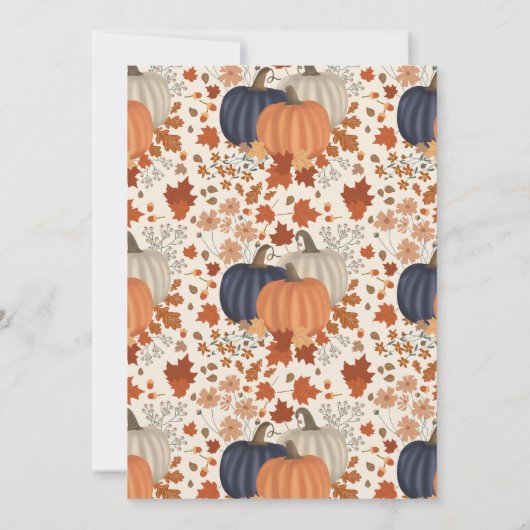 パンプキ素朴ン野草秋秋の赤ちゃんシャワー 招待状 (裏面)