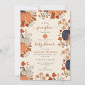 パンプキ素朴ン野草秋秋の赤ちゃんシャワー 招待状 (正面)