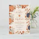 パンプキ素朴ン野草秋秋の赤ちゃんシャワー 招待状 (スタンド正面)