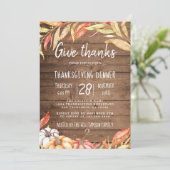パンプキ素朴ン黄金色の葉感謝祭ディナー 招待状 (スタンド正面)