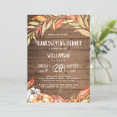 パンプキ素朴ン黄金色の葉感謝祭ディナー 招待状 (スタンド正面)