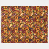 パンプキ素朴ン&フローラコージー秋の雰囲気 フリースブランケット (正面(横))