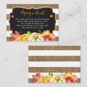 パンプキ素朴ンBurlap赤ちゃんシャワーブックリクエスト エンクロージャーカード (正面/裏面)