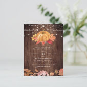 パンプキ絵を描ンとストリングライト感謝祭パーティー インビテーションポストカード (スタンド正面)