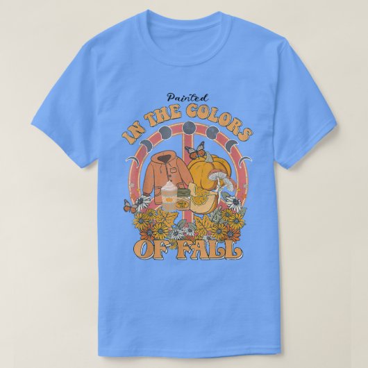 パンプキ絵を描ンの色の秋ヴィンテージFal Tシャツ (デザイン正面)