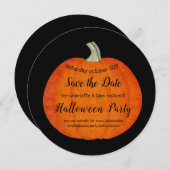 パンプキ絵を描ンオレンジブラックハローウィンパーティ セーブザデート (正面/裏面)