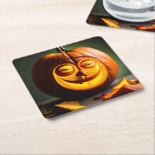 パンプキ間抜けン氏ヘッド スクエアペーパーコースター (アングル)