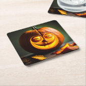 パンプキ間抜けン氏ヘッド スクエアペーパーコースター (アングル)