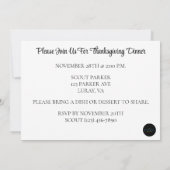 、パンプキ離れン、トルコの幸せな感謝祭 招待状 (裏面)