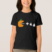 パンプキ食べン幽霊ゲーマーハロウィンメンズウィメンズ トライブレンドＴシャツ (正面)