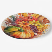 パンプキ鮮やかンブーケ金ゴールド秋の収穫 ペーパープレート (アングル)