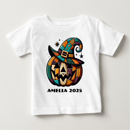 パンプクパーソナライズされたハロウィーン ベビーTシャツ (正面)