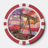 パンプジャックシルエットパステルスケッチアメリカンフラグ ポーカーチップ (正面)