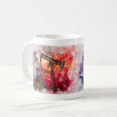 パンプジャックテキサンのアイコン水色とテキサス州国旗 コーヒーマグカップ (正面左)