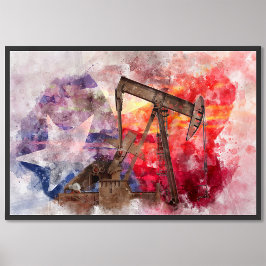 パンプジャックテキサンのアイコン水色とテキサス州国旗 フォトプリント           