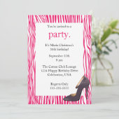パンプスとゼブラのレディースナイトアウト招待状（ピンク） 招待状 (スタンド正面)
