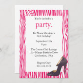 パンプスとゼブラのレディースナイトアウト招待状（ピンク） 招待状 (正面/裏面)