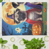 パンプドカボチャおもしろいハロウィン キッチンタオル (折り畳み)