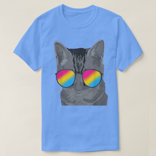 パンプライド月猫サングラスカッコいい同性愛者LGBTパン Tシャツ (デザイン正面)