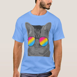 パンプライド月猫サングラスカッコいい同性愛者LGBTパン Tシャツ