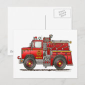 パンプラー救助消防車の消防士 ポストカード (正面/裏面)