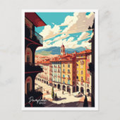 パンプローナスペインアートヴィンテージトラベルイラストレーション ポストカード (正面)