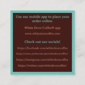 パンベーカリーカフェショップバリスタコーヒー スクエア名刺 (裏面)