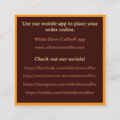 パンベーカリーカフェショップバリスタコーヒー スクエア名刺 (裏面)