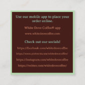 パンベーカリーカフェショップバリスタコーヒー スクエア名刺 (裏面)