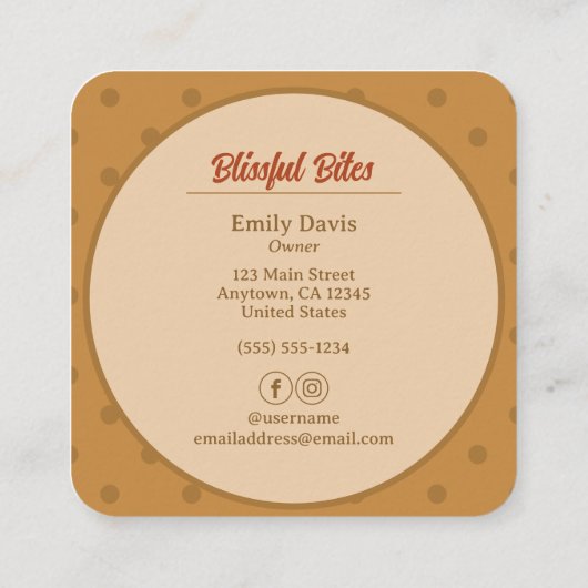 パンベーカリー調理師自家製スクエアビジネスカード スクエア名刺 (裏面)