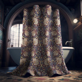 パンペネルダスティーブルー&ピンクウィリアムモリス シャワーカーテン