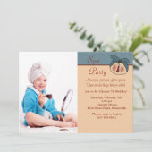 パンペレド美しい写真誕生日パーティーの招待 招待状 (スタンド正面)