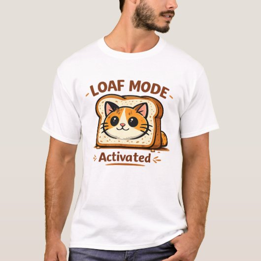 パンモード起動!かわいいパンねこイラスト Tシャツ (正面)