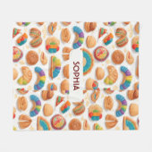 パンレトロパタカラフルパーソナライズされたーン フリースブランケット (正面(横))