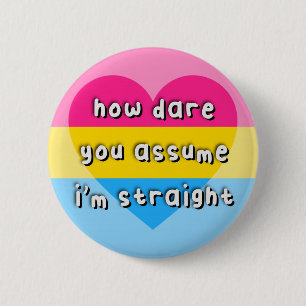 パンロマンチックプライド- "How Dare You Assume" - LGBT 缶バッジ
