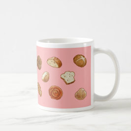パン及びペストリーパターンマグ-ピンク コーヒーマグカップ