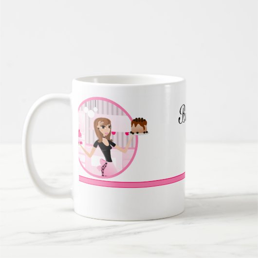 パン屋かベーカリーまたはペーストリー作りの職人のコーヒーまたは茶またはココアマグ1 コーヒーマグカップ (左)