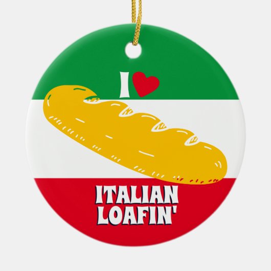 パン屋がクリスマスイタリアンをフランスの祝う セラミックオーナメント (正面)