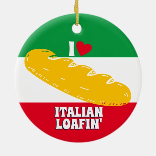 パン屋がクリスマスイタリアンをフランスの祝う セラミックオーナメント (裏面)