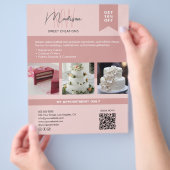 パン屋さんのケーキ オーダーメイド モノグラム ロゴ ピンク チラシ (手)