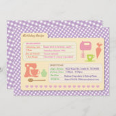 パン屋さんのバースデーパーティー招待状 お誕生日会の焼き菓子レシピカード 招待状 (正面/裏面)