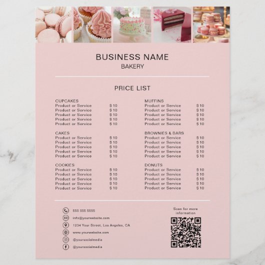 パン屋さんの写真付きSNSアイコン価格リスト チラシ (正面)