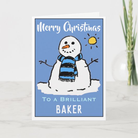 パン屋さんの楽しい雪だるまクリスマスカード シーズンカード (正面)