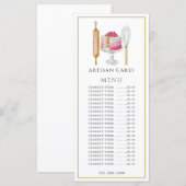 パン屋さん 水彩画 風の焼き菓子 メニューカード お菓子作り 道具 メニュー (正面/裏面)