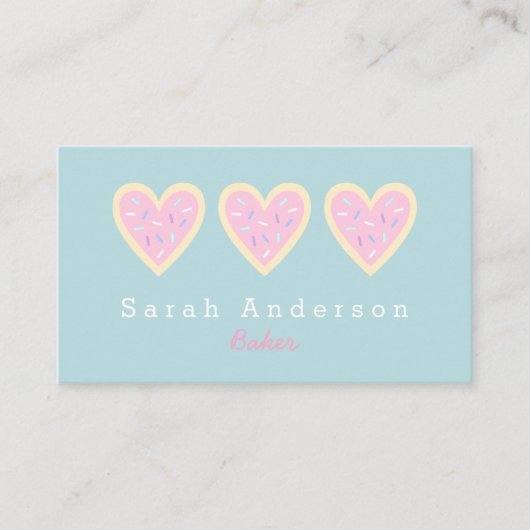 パン屋のためのハートの砂糖クッキーの名刺 名刺 (正面)