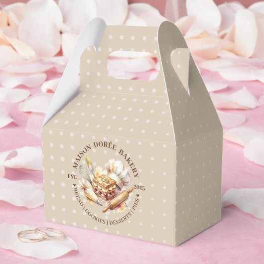 パン屋のケーキデザイナー 水彩画 ゴールド ベーキング ケータリング フェイバーボックス (ウェディング)