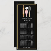 パン屋のケーキ職人 調理器具 ブラック メニュー (正面/裏面)