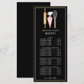 パン屋のケーキ職人 調理器具 黒 メニュー (正面/裏面)