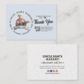 パン屋のシェフ お菓子職人 ケーキ職人 ありがとう プロモコード 割引カード (正面/裏面)